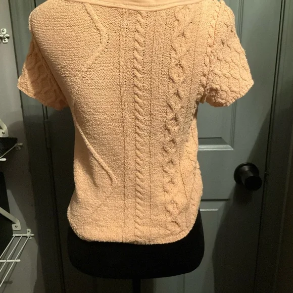Free People Large Peach Cable Knit Sweater - Picture 4 of 4